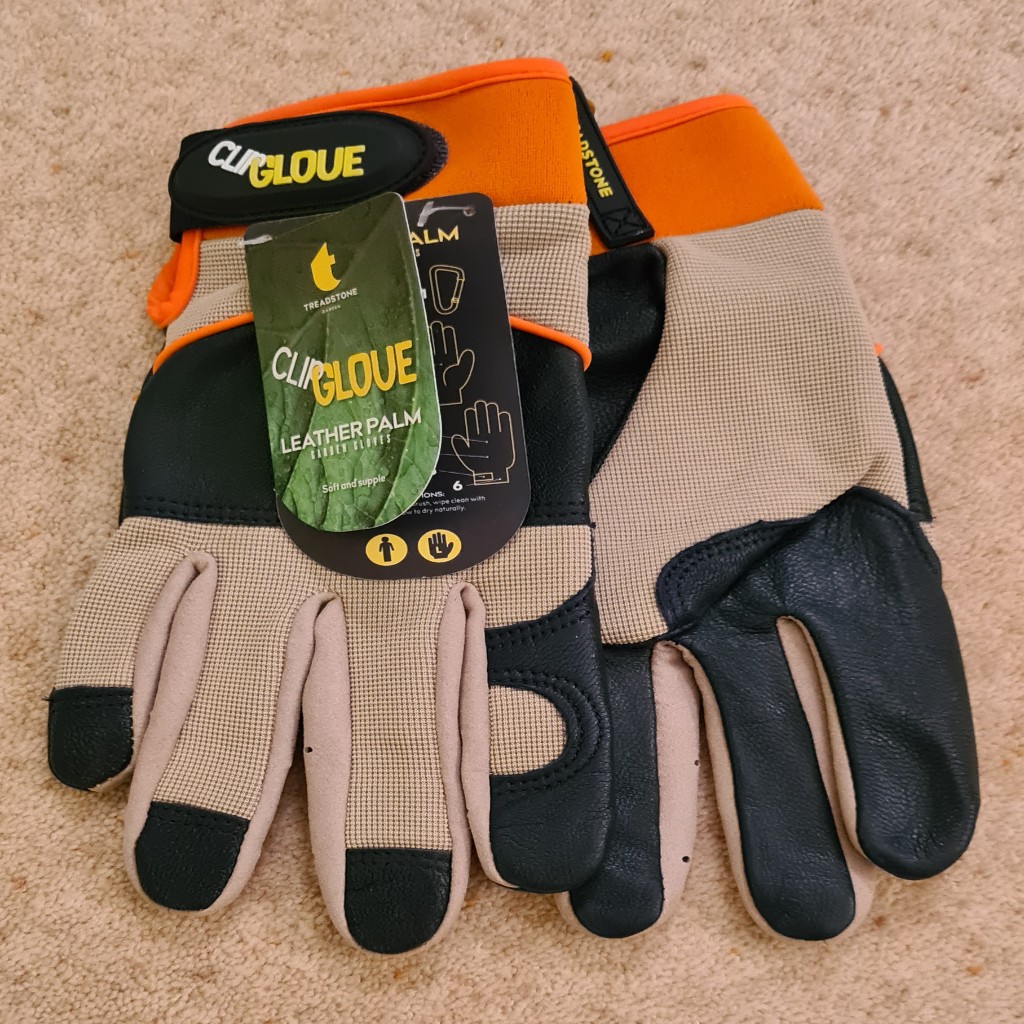 Clip Glove 'Leather Palm' Men's Gardening Gloves - Size Large 